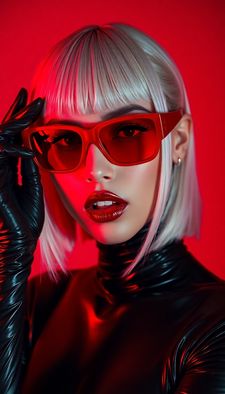 Best Awesome Y2K Woman Fashion Model in Black and Red Phone Masterful Wallpaper